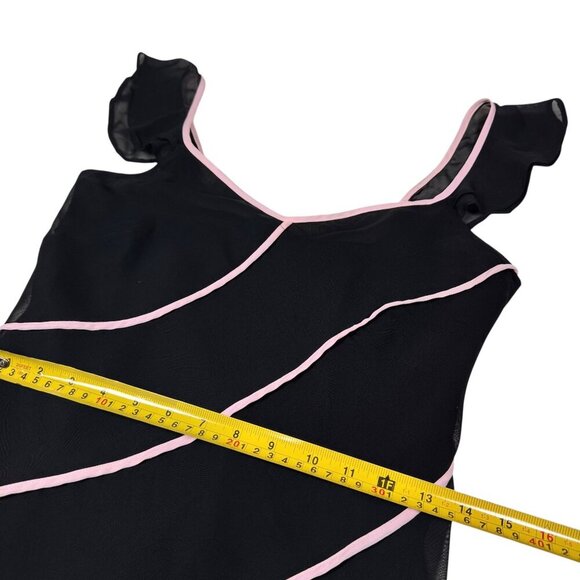 VTG Y2K Asymmetrical Midi Dress Sz.S Black Chiffon Whimsigoth Dark Fairy Event - Picture 7 of 14